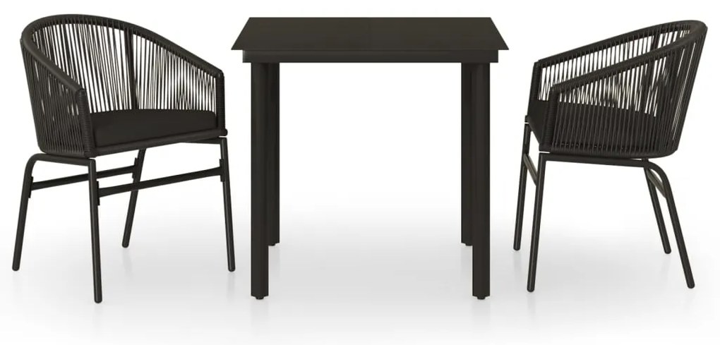 vidaXL Σετ Τραπεζαρίας Κήπου 3 Τεμαχίων Μαύρο