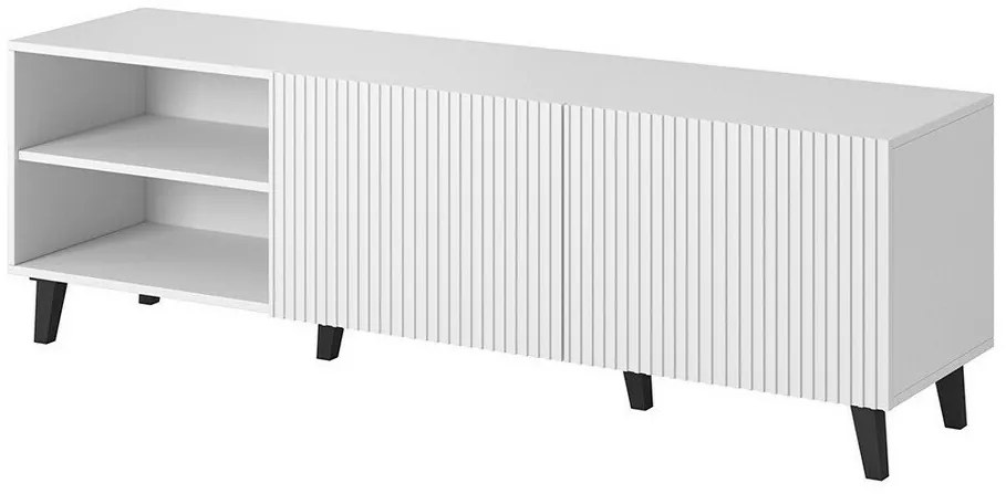Τραπέζι Tv Charlotte H102, Μαύρο, Άσπρο, Ο αριθμός των θυρών: 2, 150x52x40cm, 36 kg | Epipla1.gr