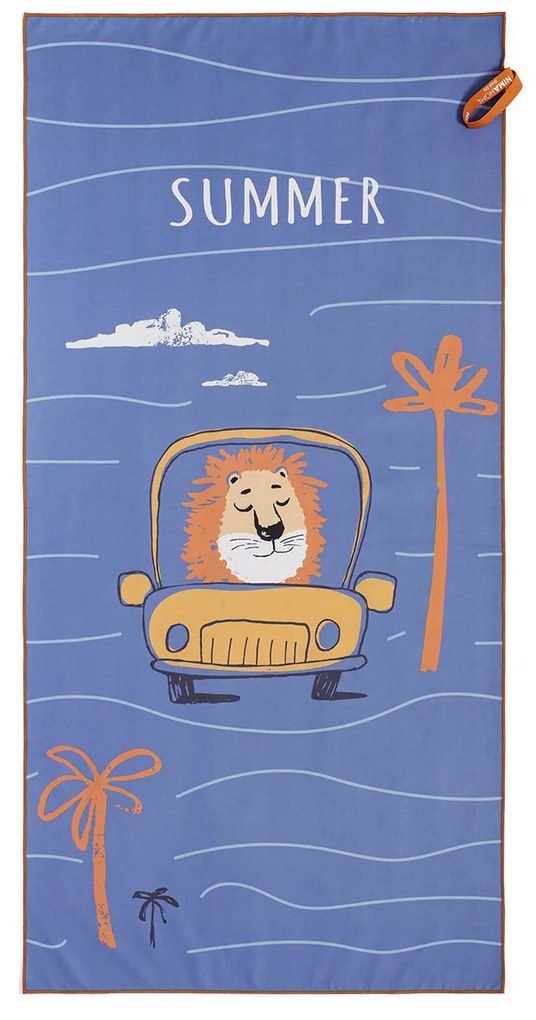 Παιδική Πετσέτα Θαλάσσης Microfiber (70x140) 2 Όψεων Nima Lion