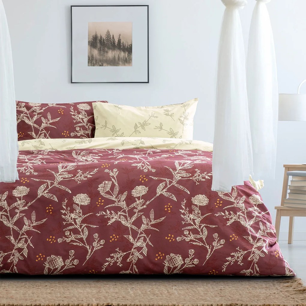 Σεντόνια Μονά (Σετ) Kocoon Grunge Rose Bordeaux ΧΩΡΙΣ ΛΑΣΤΙΧΟ 160x270