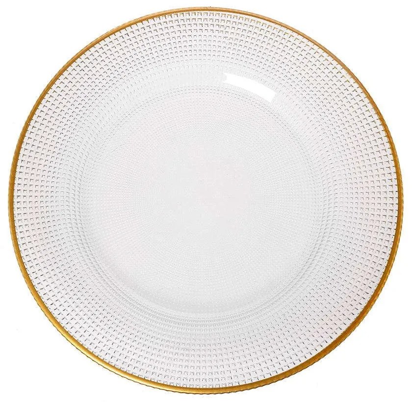 Πιατέλα Perge 80.087.05 Φ33cm Clear-Gold Cryspo Trio Γυαλί