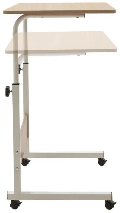 Γραφείο Piper με αυξομείωση ύψους-MDF φυσικό-λευκό 60x40x69-90εκ 60x40x69 εκ.