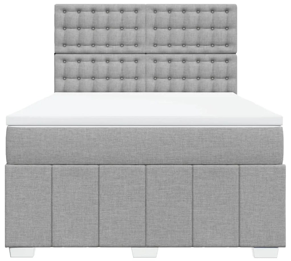 vidaXL Κρεβάτι Boxspring με Στρώμα Ανοιχτό Γκρι 140x200 εκ. Υφασμάτινο