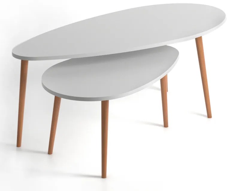 Βοηθητικά τραπεζάκια Elips Megapap χρώμα λευκό 116x46x46εκ.