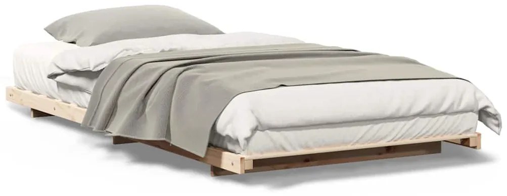 vidaXL Κρεβάτι δαπέδου Καφέ 100 x 220 cm Μασίφ ξύλο πεύκου