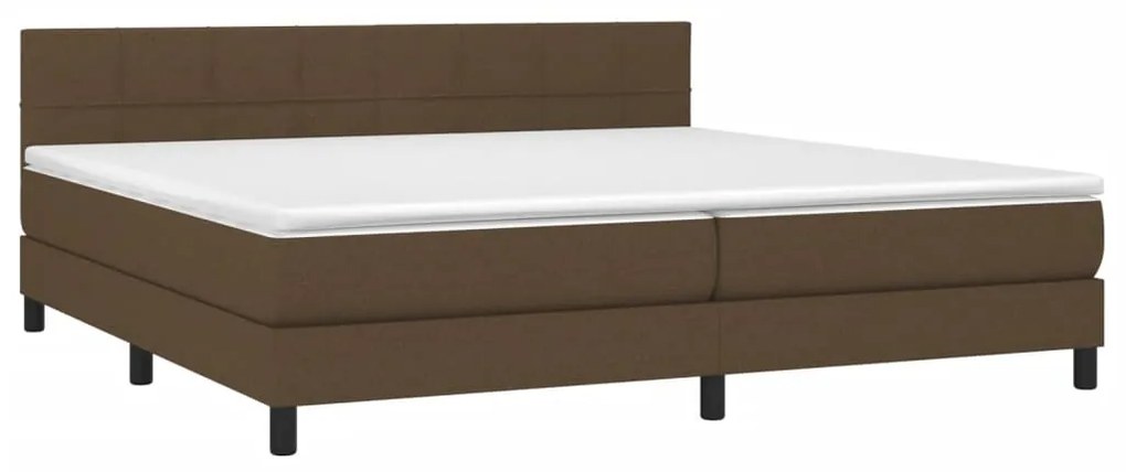 vidaXL Κρεβάτι Boxspring με Στρώμα & LED Σκ.Καφέ 200x200 εκ Υφασμάτινο