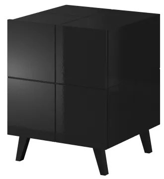 bedside cabinet REJA (set of 2) black gloss/black gloss DIOMMI CAMA-REJA-SZAFKA-NOCNA-CZ/CZ