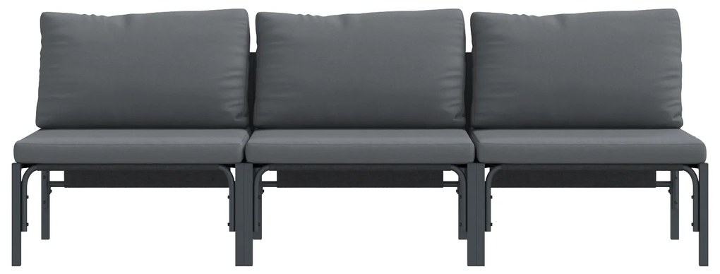 vidaXL Εξωτερικά Έπιπλα με μαξιλάρι με μαξιλάρι 3 pcs Ανθρακί Ατσάλι