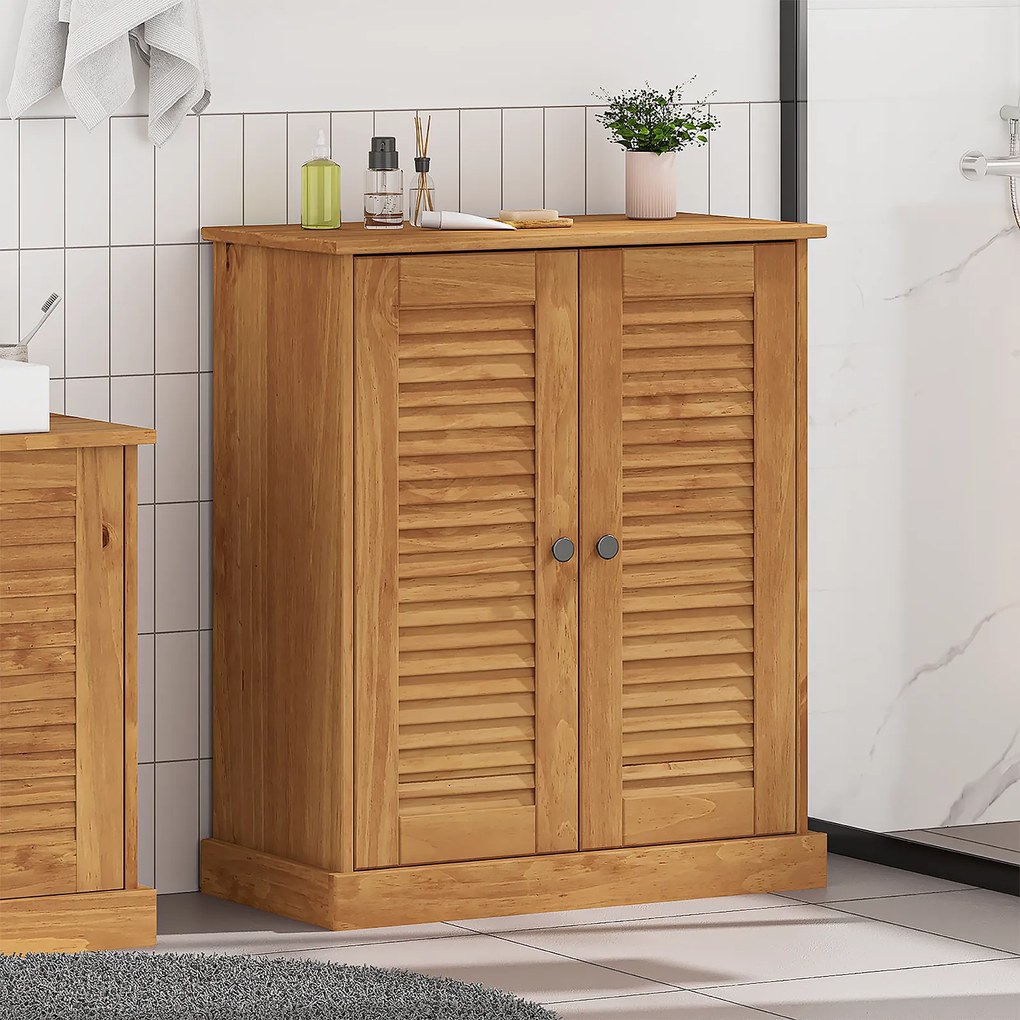 vidaXL Ντουλάπι Μπάνιου καφέ μελί 67.5 x 34 x 80 εκ. Μασίφ ξύλο πεύκου