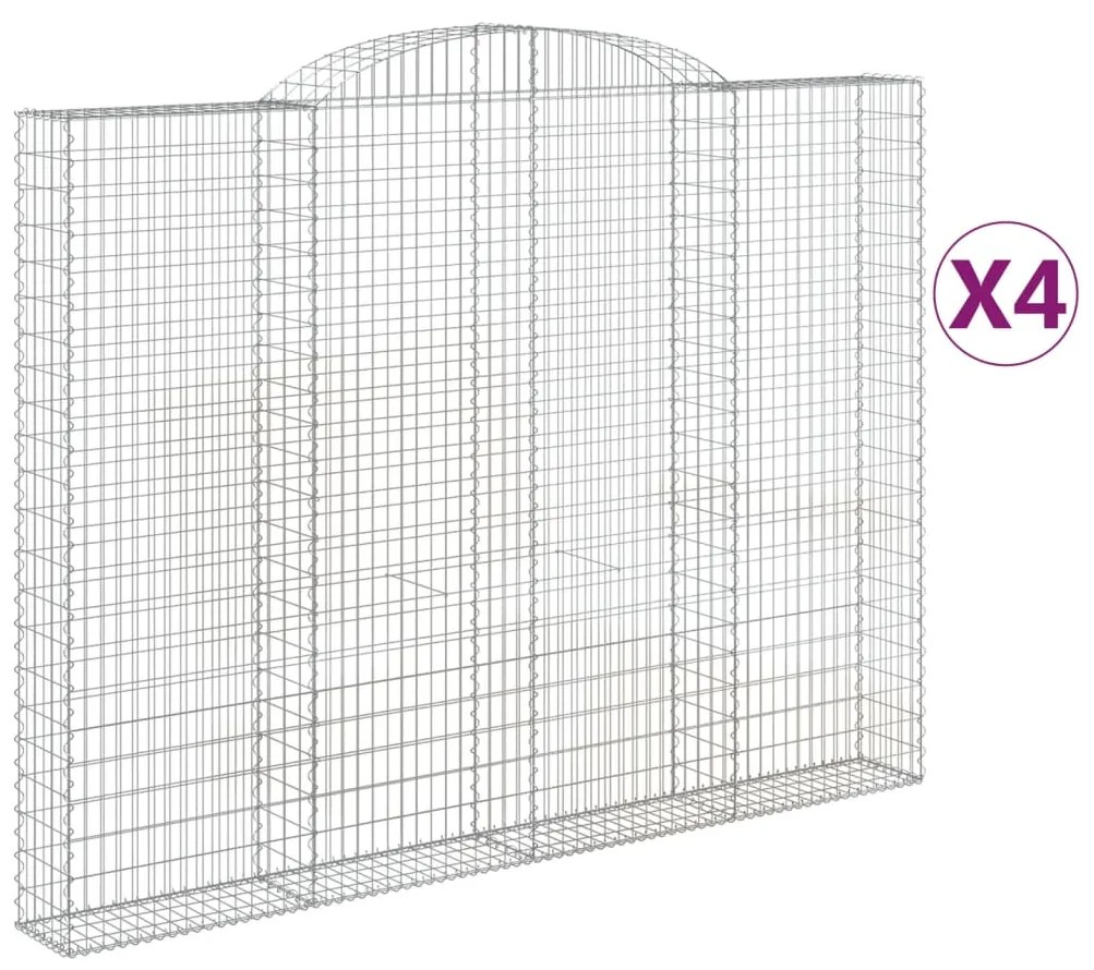 vidaXL Συρματοκιβώτια Τοξωτά 4 τεμ. 300x30x220/240 εκ. Γαλβαν. Ατσάλι