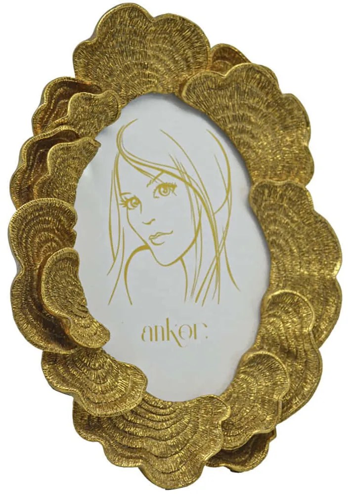 Κορνίζα Οβάλ Ανάγλυφη 24343-4 10x15cm Gold Ankor Πολυέστερ