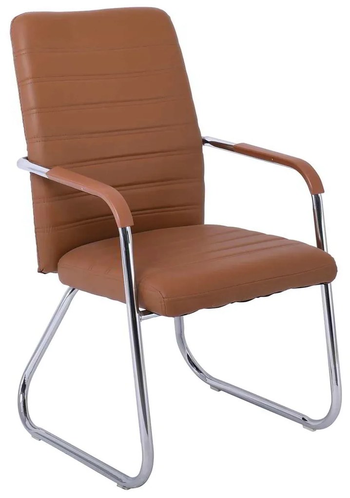 Πολυθρόνα Επισκέπτη COLLET Χρώμιο/Pu Καφέ 54x60x96cm (Σετ 4 ΤΕΜ)