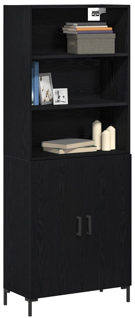 vidaXL Μπουφές Μαύρη Δρυ 69.5x34x180 εκ Επεξεργασμένο Ξύλο