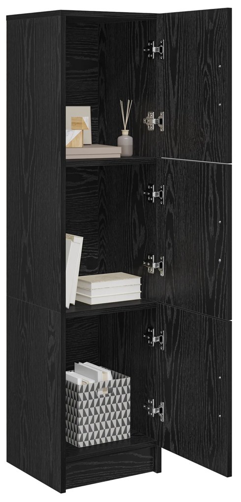 vidaXL Ψηλή Ντουλάπα Μαύρη δρυς 31,5 x 32 x 124 εκ Επεξεργασμένο ξύλο