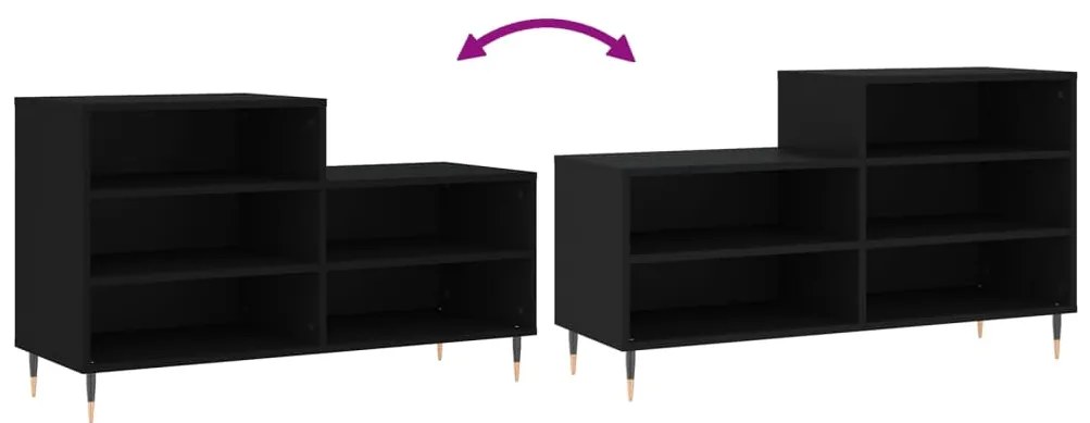 vidaXL Παπουτσοθήκη Μαύρο 102x36x60 εκ. από Επεξεργασμένο Ξύλο