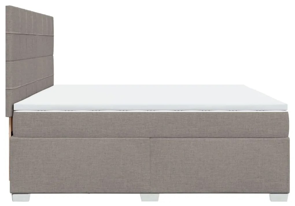 Κρεβάτι Boxspring με Στρώμα Taupe 200x200 εκ. Υφασμάτινο - Μπεζ-Γκρι