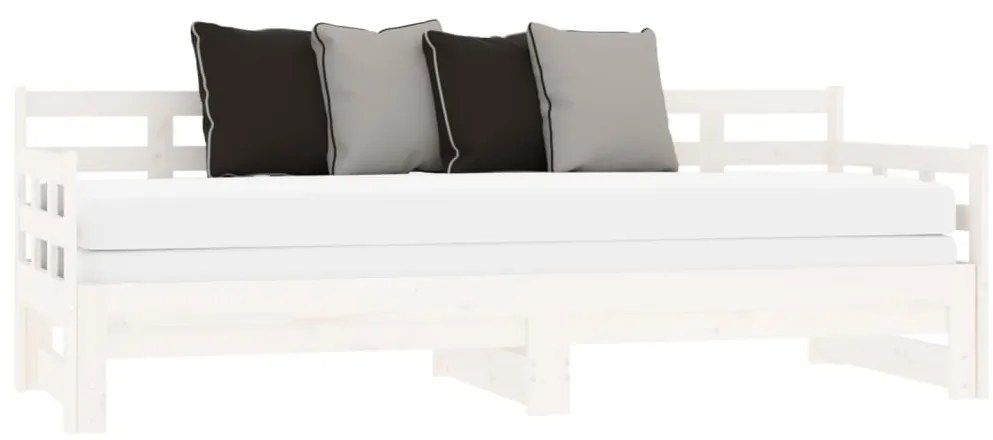 vidaXL Καναπές Κρεβάτι Συρόμενος Λευκός 2x(80x200) εκ. από Μασίφ Πεύκο