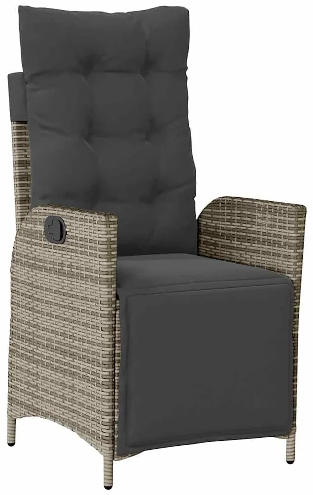 vidaXL Σέτ φαγητού για κήπο με μαξιλάρι 3 pcs Γκρι συνθετικό ρατάν