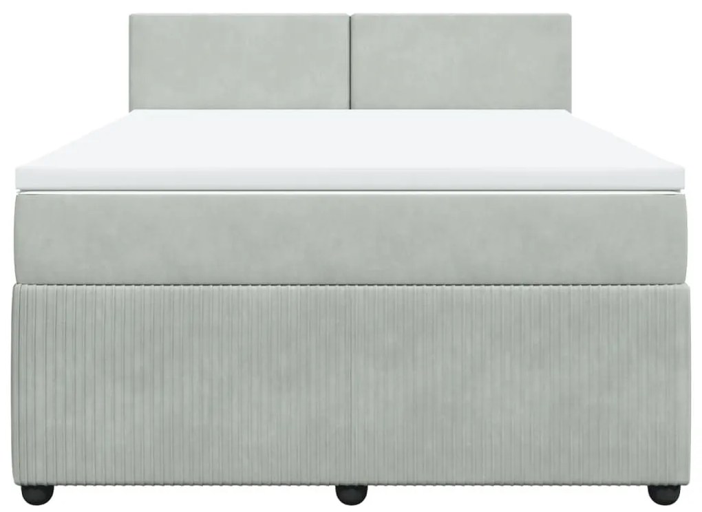 Κρεβάτι Boxspring με Στρώμα Ανοιχτό Γκρι 140x190 εκ. Βελούδινο - Γκρι