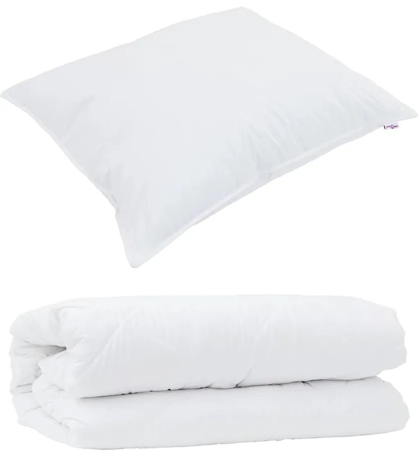 vidaXL Διπλό με Μαξιλάρι 2 pcs Λευκό 140 x 220 cm Μικροΐνες