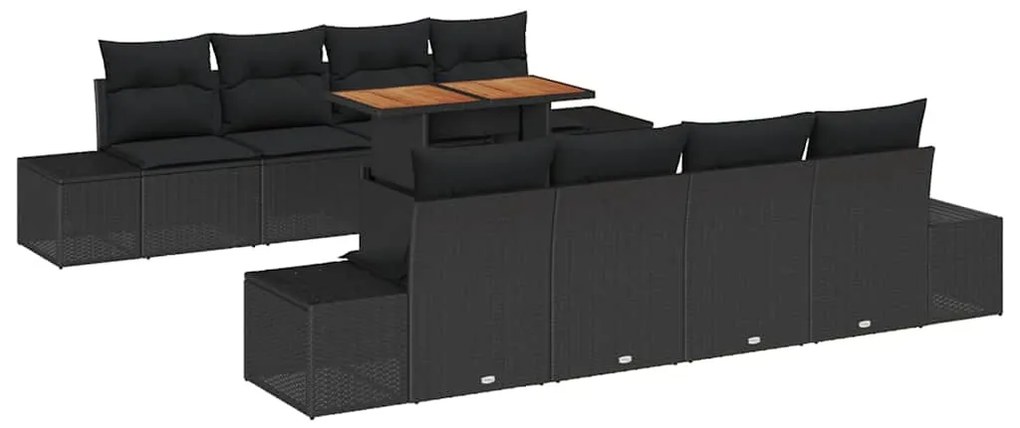 vidaXL Σέτ φαγητού για κήπο 9 pcs Μαύρο, Καφέ 100 x 55 x 73 εκ
