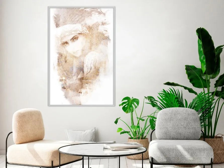 Αφίσα - Mysterious Look (Beige) - 20x30 - Χρυσό - Χωρίς πασπαρτού