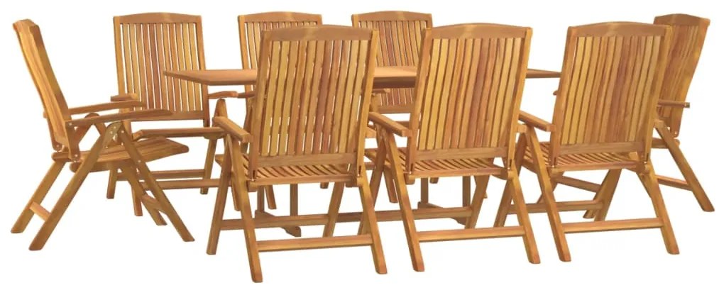 vidaXL Σετ Τραπεζαρίας Κήπου 9 Τεμαχίων από Μασίφ Ξύλο Teak