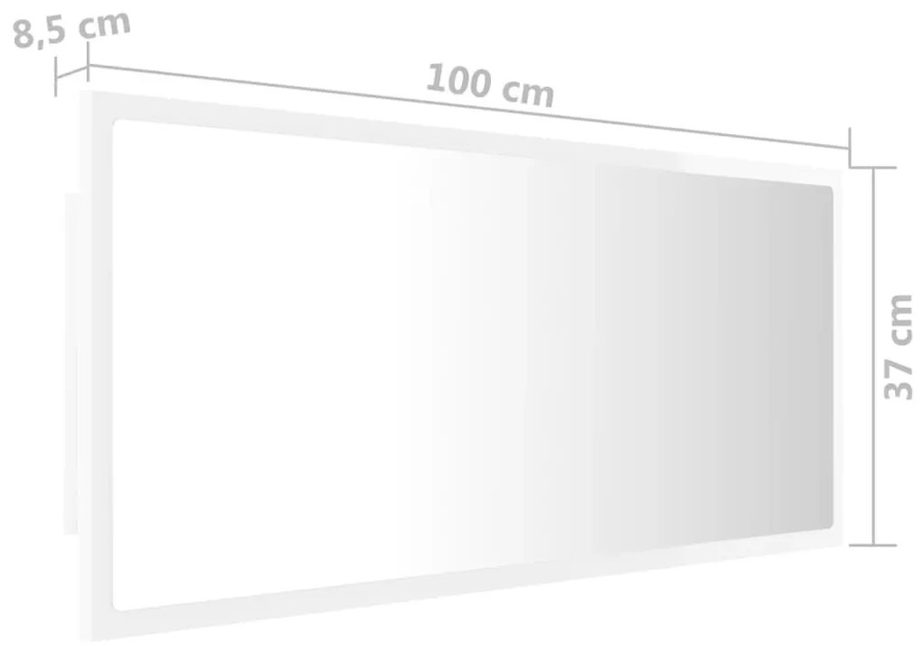 Καθρέφτης Μπάνιου με LED Γυαλ. Λευκό 100x8,5x37εκ. Ακρυλικός - Λευκό