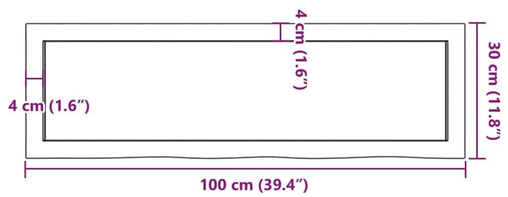 Ράφι Τοίχου Ανοιχτό Καφέ 100x30x(2-4)εκ. Επεξ. Μασίφ Ξύλο Δρυός - Καφέ