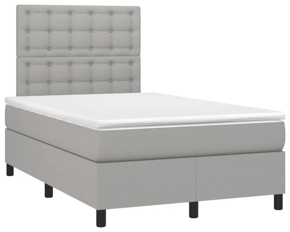 vidaXL Κρεβάτι Boxspring με Στρώμα Ανοιχτό Γκρι 120x190 εκ. Υφασμάτινο