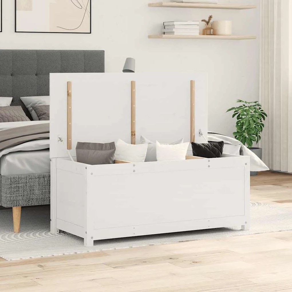 vidaXL Κουτί Αποθήκευσης Λευκό 80x40x45,5 εκ από Μασίφ Ξύλο Πεύκου
