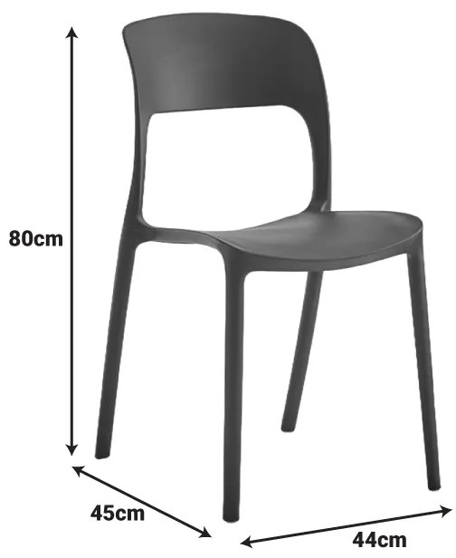 Καρέκλα Zanna pakoworld στοιβαζόμενη pp σε μαύρη απόχρωση 40x53x78εκ
