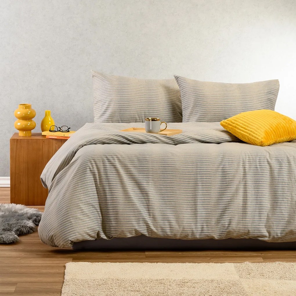 Σετ Σεντόνια Φανελένια Μονά 170x260εκ. Trinity Grey Winter Line Melinen 20004996