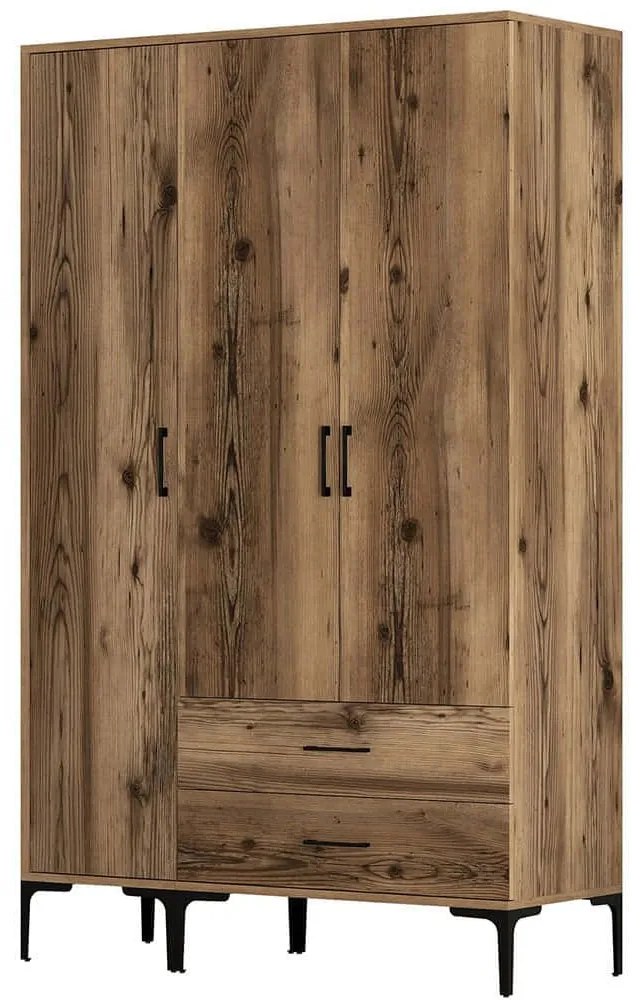 Ντουλάπα Τρίφυλλη Kumsal 845HCT5462 120x47,5x201,4cm Walnut Τρίφυλλη