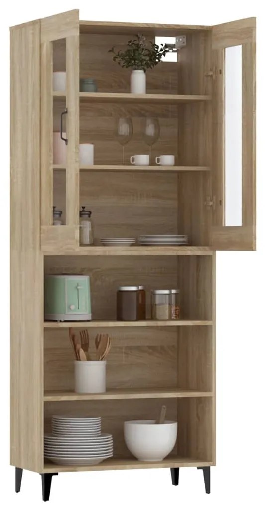 vidaXL Ντουλάπι Sonoma δρυς 69,5 x 34 x 180 εκ. από Επεξεργασμένο Ξύλο