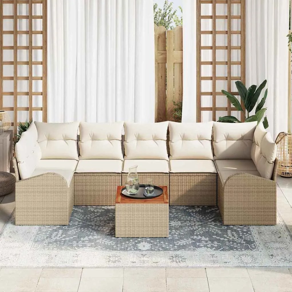 vidaXL Σετ Καναπέ Κήπου 8 pcs Beige, λευκό