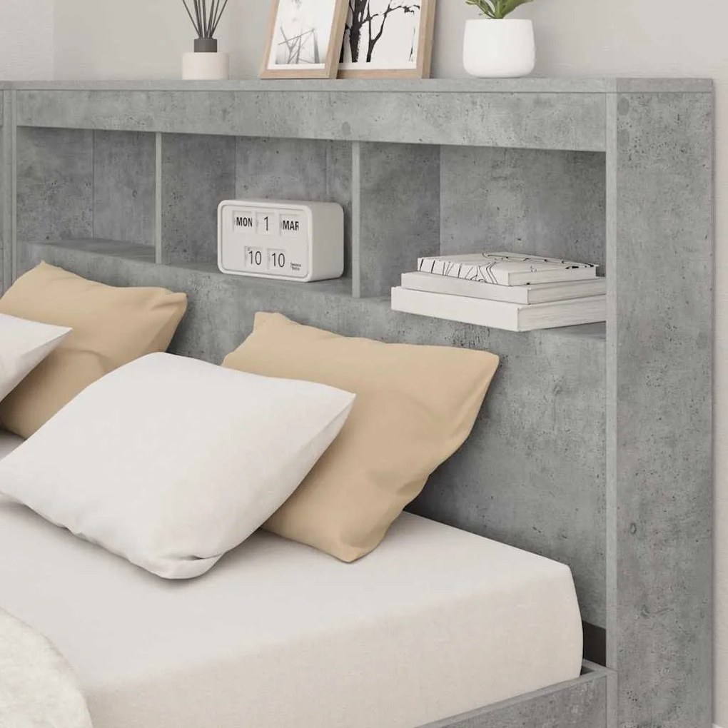 vidaXL Κεφαλάρι Αποθήκης Γκρι σκυροδέματος 150 cm Επεξεργασμένο ξύλο