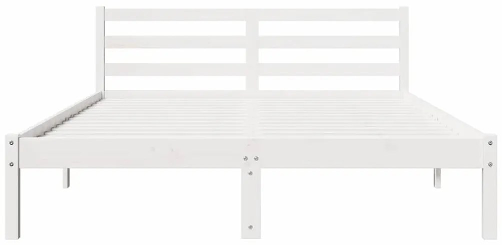 vidaXL Κρεβάτι με κεφαλάρι Λευκό 210 x 140 εκ Μασίφ ξύλο πεύκου