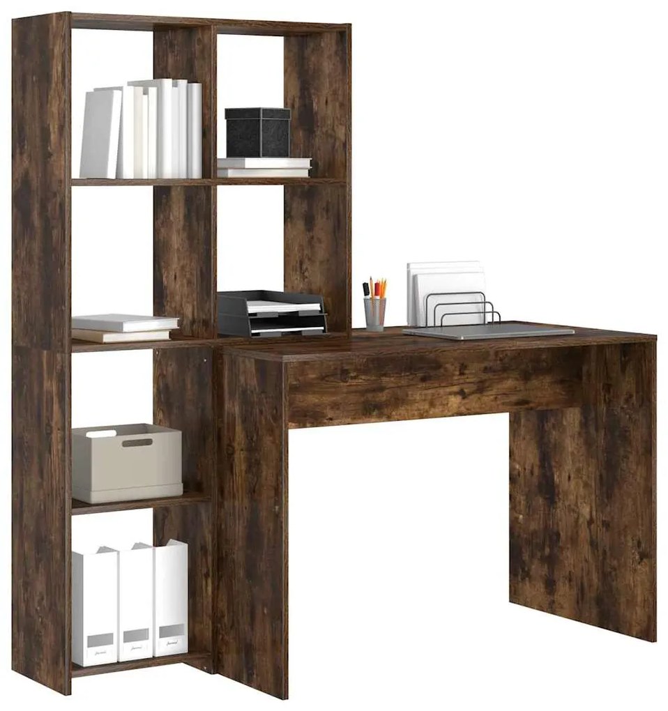 vidaXL Γραφείο Καπνιστό Δρύς 138,5 x 55 x 143 εκ Επεξεργασμένο ξύλο