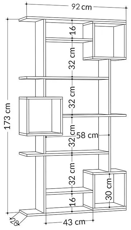 Βιβλιοθήκη Soto χρώμα φυσικό 92x28x173εκ 92x28x173 εκ.