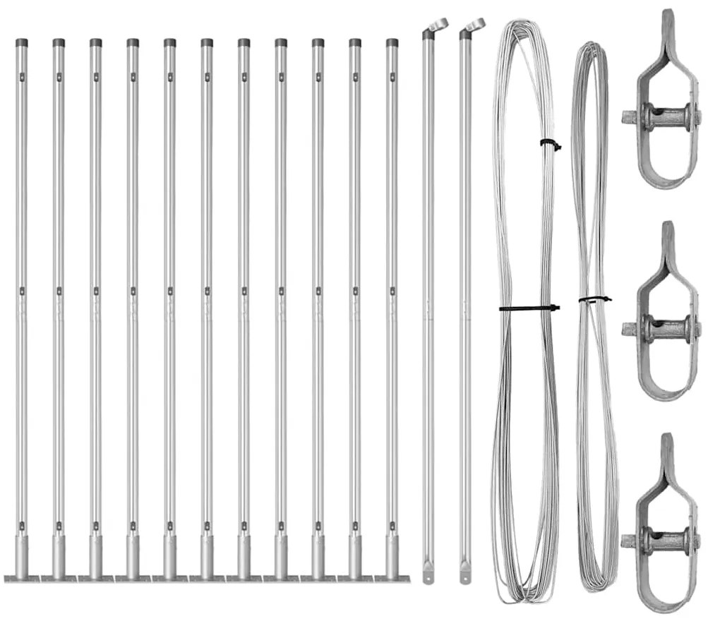 vidaXL Πό posts φράχτη 13 pcs Ασημί Ø32mm 170 εκ Γαλβανισμένος χάλυβας