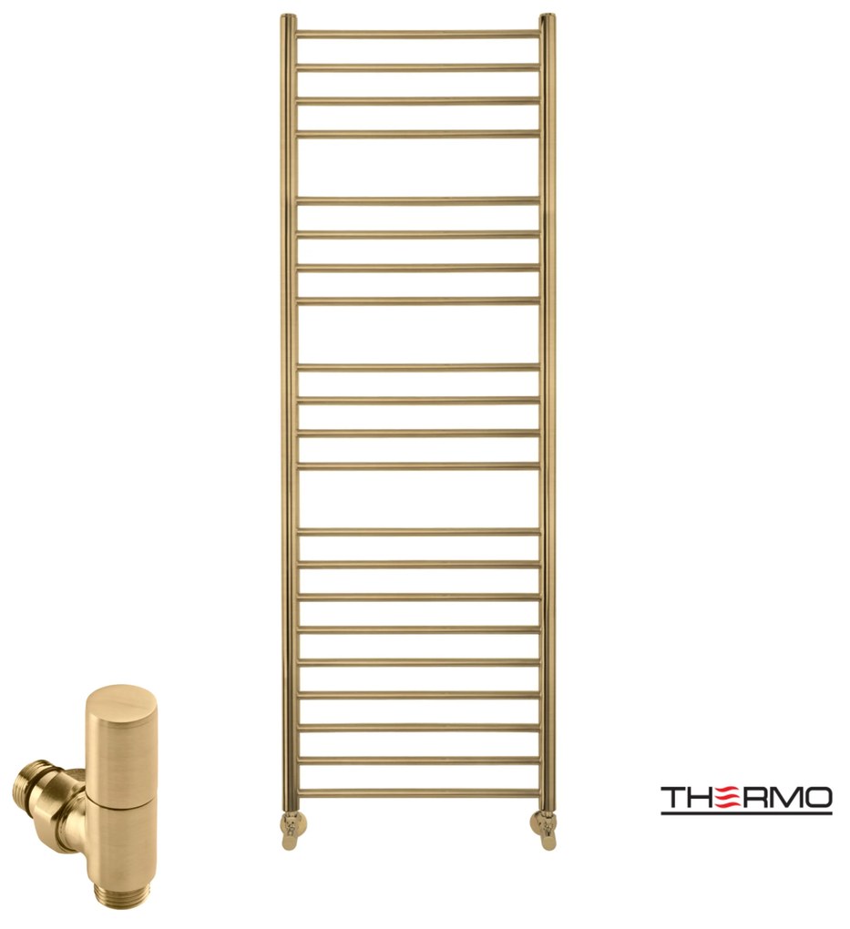 Thermo BELLAVIA Θερμαινόμενη πετσετοκρεμάστρα από ανοξείδωτο χάλυβα με υδραυλική λειτουργία 150x50cm Brushed Brass Gold PVD