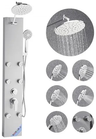 VEVOR Shower Panel Tower System Stainless Steel Column Rainfall Head Massage Jet