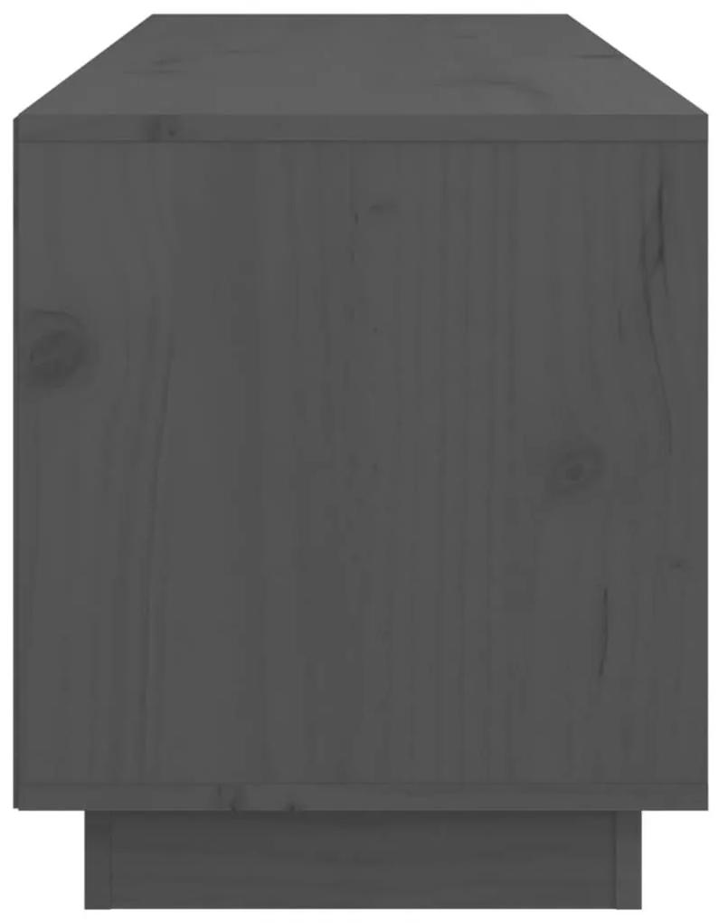 Έπιπλο Τηλεόρασης Γκρι 105x34x40 εκ. από Μασίφ Ξύλο Πεύκου - Γκρι