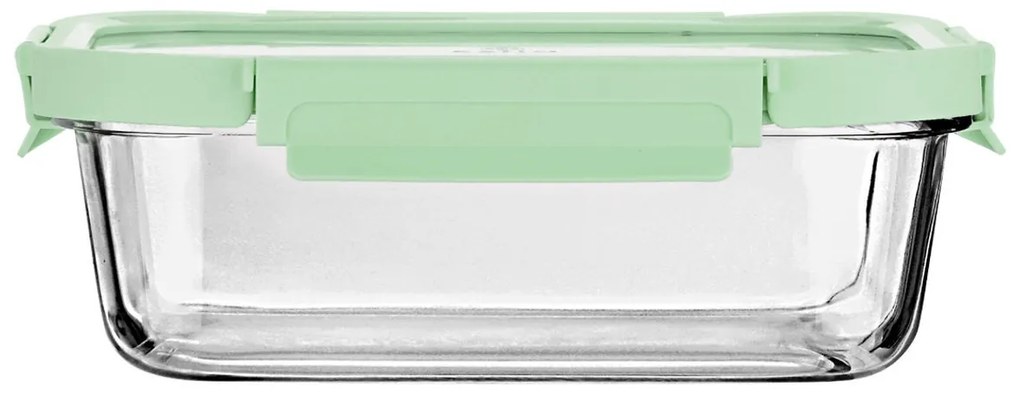 Φαγητοδοχείο Γυάλινο Με Καπάκι Πλαστικό 1520ml/23,5x17,8x7,6εκ. Click &amp; Seal Mint Estia 01-26585