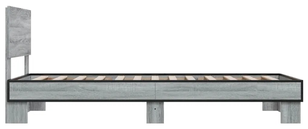 vidaXL Πλαίσιο Κρεβατιού Γκρι Sonoma 90 x 190 εκ. Επεξ. Ξύλο & Μέταλλο