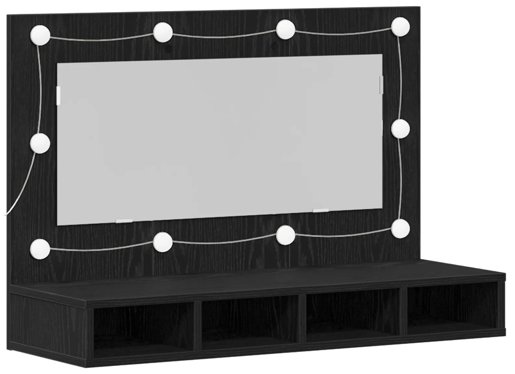 vidaXL Καθρέφτης Ντουλάπα LED σε Μαύρη Δρυς - 90x31.5x62 εκ.