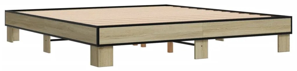 vidaXL Πλαίσιο Κρεβατιού Sonoma Δρυς 160x200 εκ. Επεξ. Ξύλο &amp; Μέταλλο