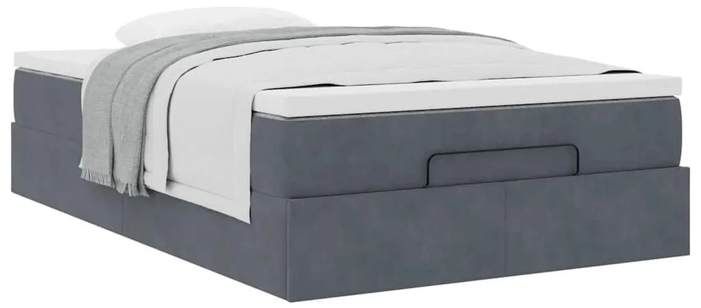 vidaXL Οθωμανικό κρεβάτι με στρώμα σκούρο γκρι 120x190 cm Velvet