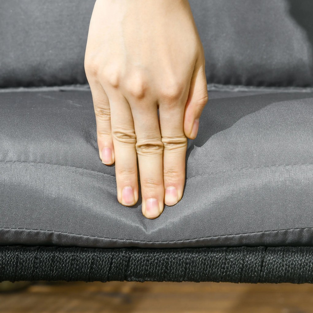 Outsunny Καρέκλες εξωτερικού χώρου, Σετ 2 τεμαχίων, Σχέδιο Boho, Μαξιλάρια καθίσματος και πλάτης, άνετο κάθισμα, μεταλλικός σκελετός, Μαύρο